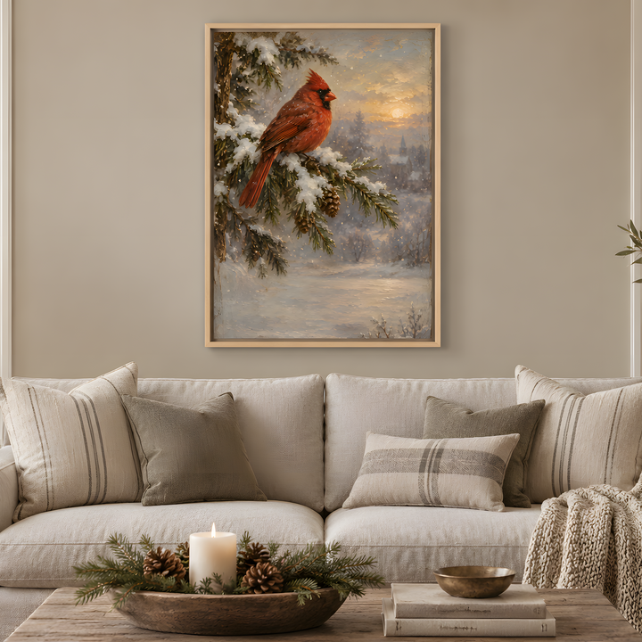 Winter Cardinal - Framed Canvas