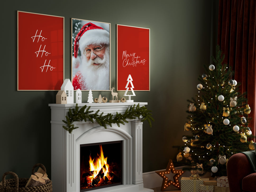 Santa and Christmas Cheer Wall Art Set - Festive Holiday Decor (Digital Download)