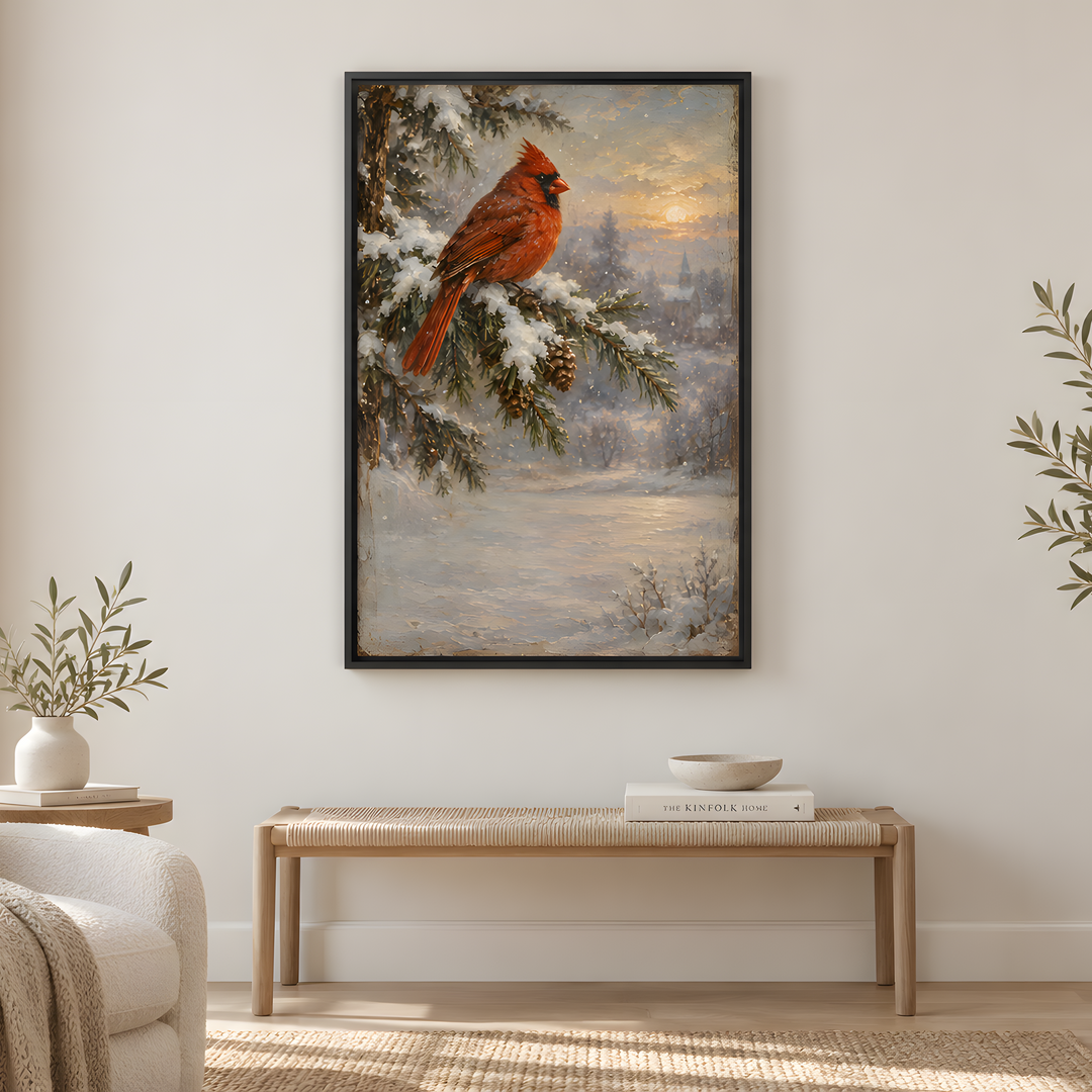 Winter Cardinal - Framed Canvas