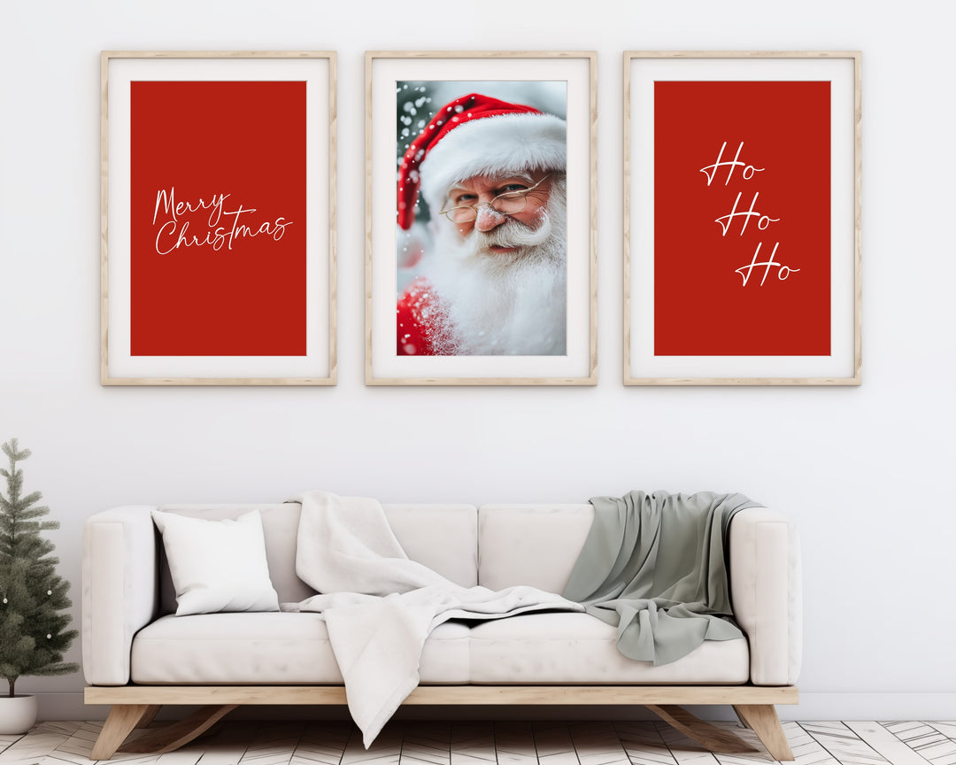 Santa and Christmas Cheer Wall Art Set - Festive Holiday Decor (Digital Download)