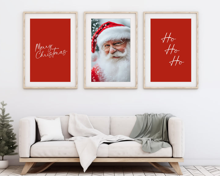 Santa and Christmas Cheer Wall Art Set - Festive Holiday Decor (Digital Download)