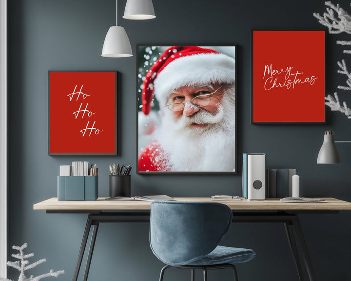 Santa and Christmas Cheer Wall Art Set - Festive Holiday Decor (Digital Download)