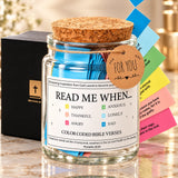Read Me When color-coded Bible verses jar with cork lid, For You tag and black gift box
