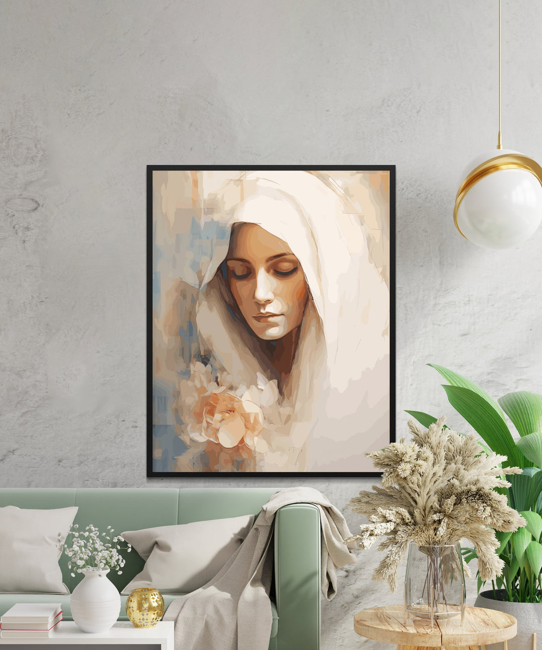 Infuse your home with the gentle beauty and sacred grace of the Virgin Mary. This elegant digital artwork captures her serene expression and timeless purity, making it a meaningful addition to any space.

Why You'll Love It
Sacred Beauty: A heartfelt representation of Mary, perfect for prayer rooms or quiet spaces.
Instant Download: Bring divine serenity to your walls in minutes.
Versatile Display: Ideal for living rooms, bedrooms, or as a centerpiece in a faith-inspired gallery wall.
Thoughtful Gift: A tou