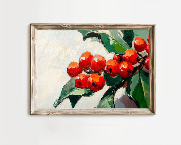 Rustic Red Berries Wall Art - Nature-Inspired Holiday Decor (Digital Download)