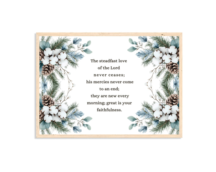 The Steadfast Love Winter Wall Art - Lamentations 3:22-23 Scripture Print (Digital Download)