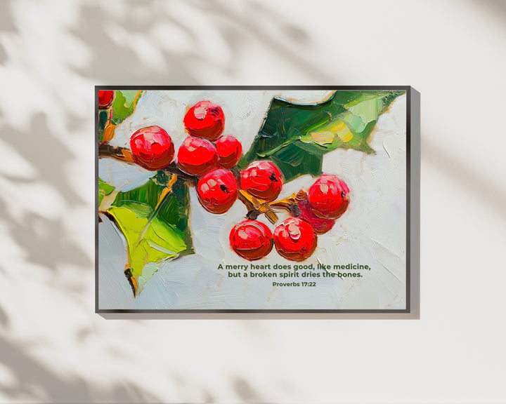 A Merry Heart Wall Art - Proverbs 17:22 Christmas Decor (Digital Download)