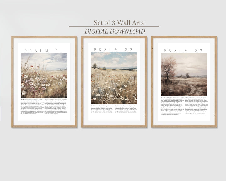 Psalms Landscape Wall Art Set - Scripture and Nature-Inspired Decor (Digital Download)