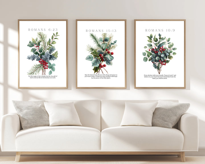 Romans Scripture Wall Art Set - Christmas Bible Verses Decor (Digital Download)